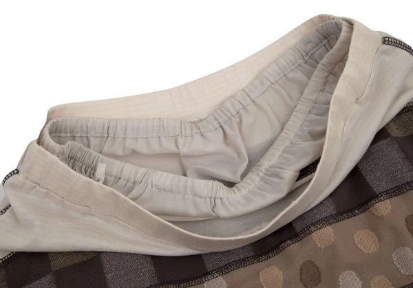 イッセイミヤケ ハートISSEY MIYAKE HaaT マルチファブリックボーダー切替スカート オフベージュグレー2 K-100069_006