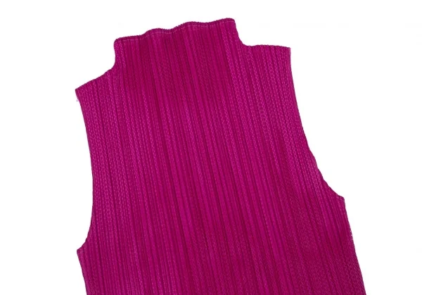 プリーツプリーズPLEATS PLEASE メッシュレイヤードハイネックノースリーブ ショッキングピンク4 K-100091_003