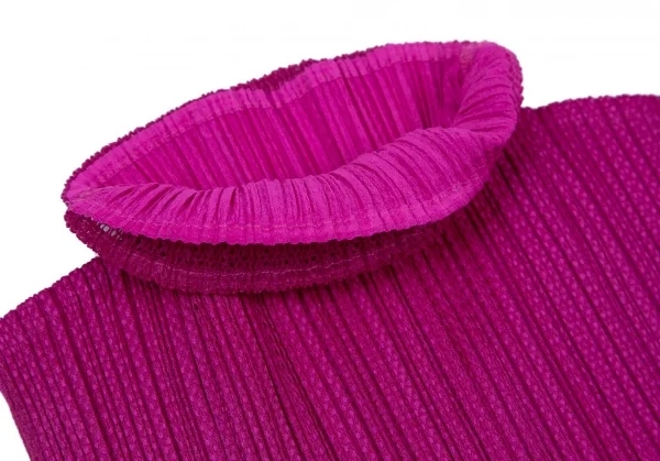 プリーツプリーズPLEATS PLEASE メッシュレイヤードハイネックノースリーブ ショッキングピンク4 K-100091_005