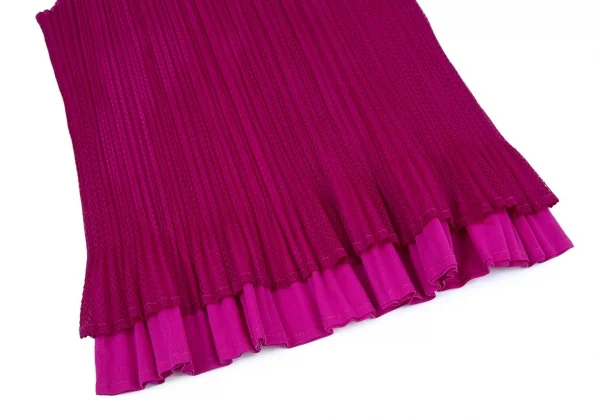 プリーツプリーズPLEATS PLEASE メッシュレイヤードハイネックノースリーブ ショッキングピンク4 K-100091_007