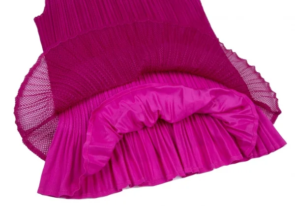 プリーツプリーズPLEATS PLEASE メッシュレイヤードハイネックノースリーブ ショッキングピンク4 K-100091_008