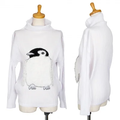 プリーツプリーズPLEATS PLEASE ペンギンパッチハイネックカットソー 白