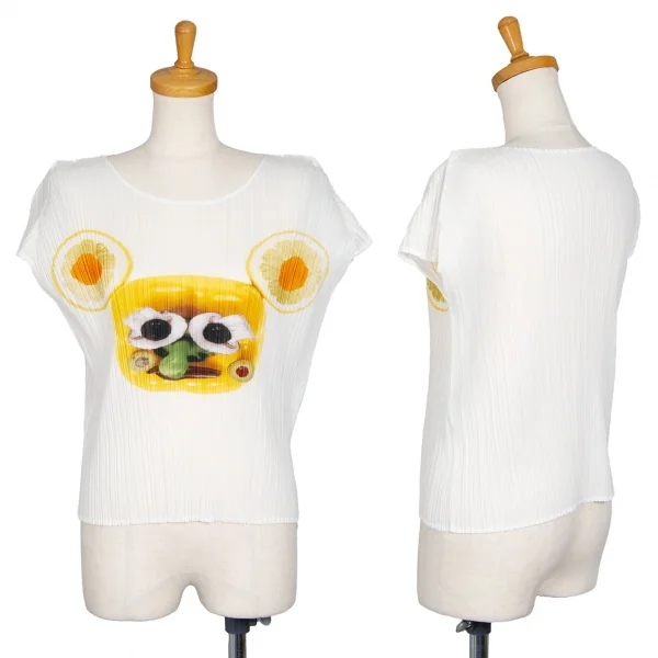 プリーツプリーズPLEATS PLEASE 果物トロンプルイユフレンチスリーブカットソー 白3 K-100166_001