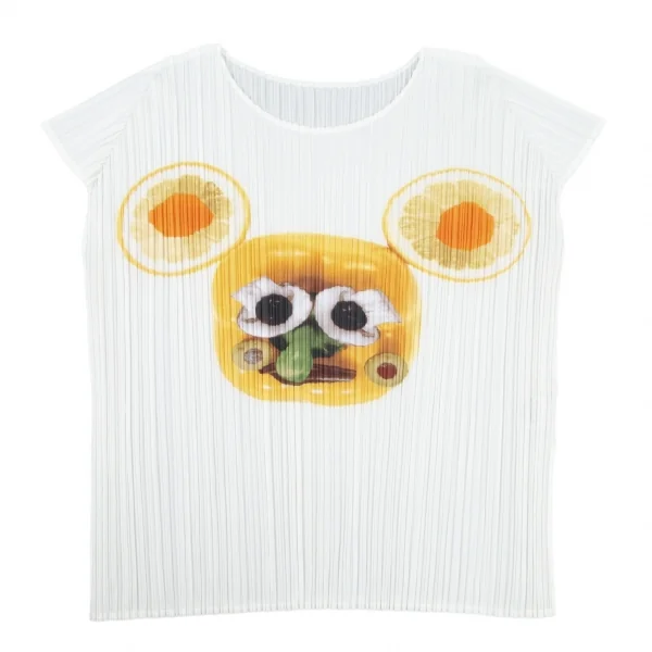 プリーツプリーズPLEATS PLEASE 果物トロンプルイユフレンチスリーブカットソー 白3 K-100166_002