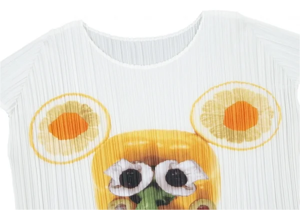 プリーツプリーズPLEATS PLEASE 果物トロンプルイユフレンチスリーブカットソー 白3 K-100166_003