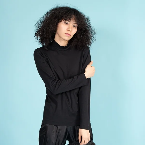 トリココムデギャルソンtricot COMME des GARCONS アクリルウールモックネックニットソー 黒M位 K-100191_013