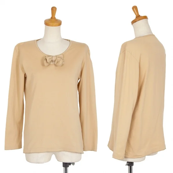 インゲボルグINGEBORG ネックリボンコットンカットソー モカベージュM K-100224_001