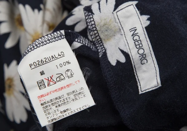 インゲボルグINGEBORG フラワープリントストレッチAラインスカート 紺M位 K-100226_012