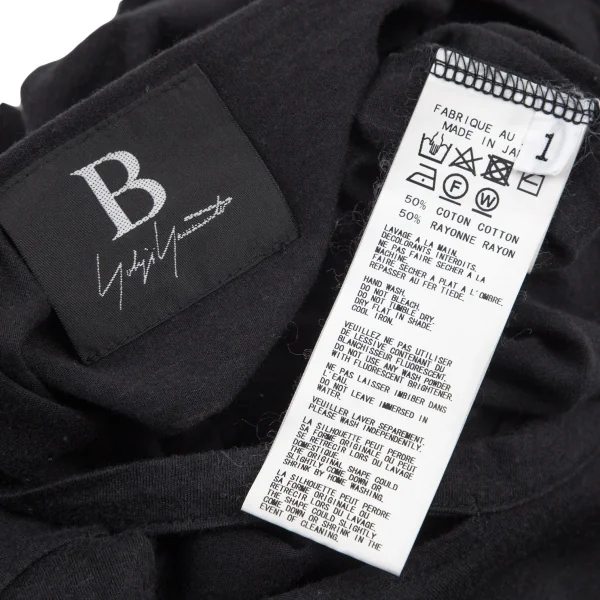ビーヨウジヤマモトB Yohji Yamamoto カッティングデザインサイドタグカットソー 黒1 K-100260_018