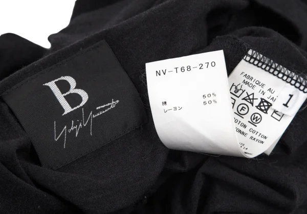 ビーヨウジヤマモトB Yohji Yamamoto カッティングデザインサイドタグカットソー 黒1 K-100260_019