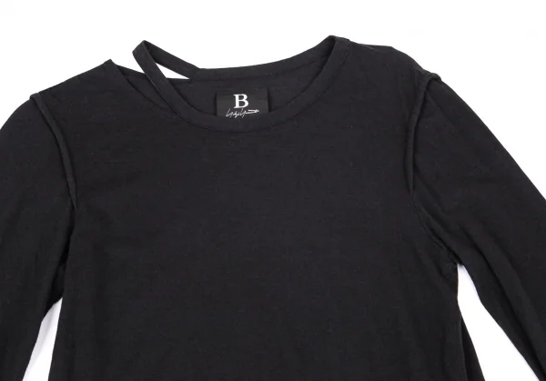 ビーヨウジヤマモトB Yohji Yamamoto カッティングデザインサイドタグカットソー 黒1 K-100260_003