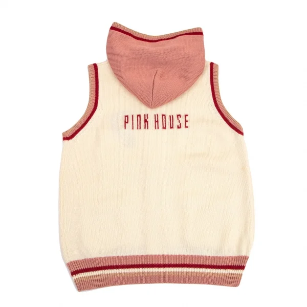 ピンクハウスPINK HOUSE レタードニットノースリーブパーカー クリームL K-100272_012