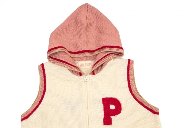 ピンクハウスPINK HOUSE レタードニットノースリーブパーカー クリームL K-100272_003