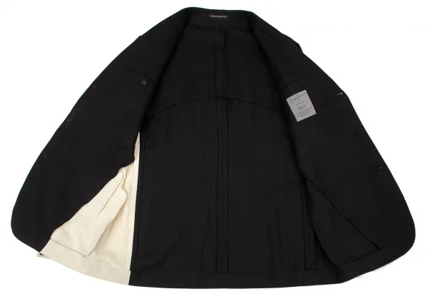 ヨウジヤマモト プールオムYohji Yamamoto POUR HOMME 麻世妙3Bジャケット 黒生成り2 K-100298_013