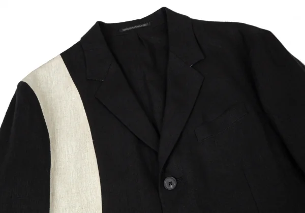 ヨウジヤマモト プールオムYohji Yamamoto POUR HOMME 麻世妙3Bジャケット 黒生成り2 K-100298_002