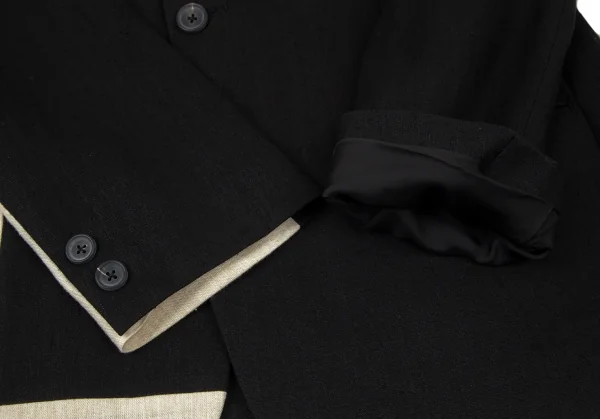 ヨウジヤマモト プールオムYohji Yamamoto POUR HOMME 麻世妙3Bジャケット 黒生成り2 K-100298_008
