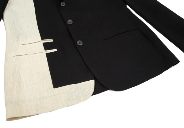 ヨウジヤマモト プールオムYohji Yamamoto POUR HOMME 麻世妙3Bジャケット 黒生成り2 K-100298_009