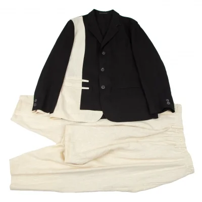 ヨウジヤマモト プールオムYohji Yamamoto POUR HOMME 麻世妙3Bサルエルセットアップスーツ