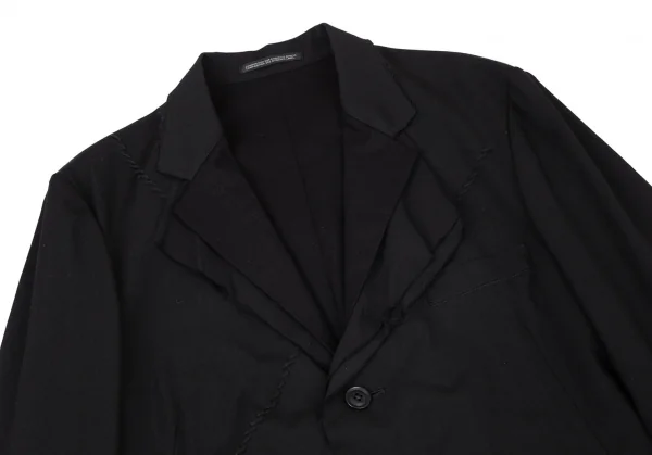 ヨウジヤマモト プールオムYohji Yamamoto POUR HOMME 裁ち切りステッチレイヤードテーラードリバーシブルジャケット 黒3 K-100301_002