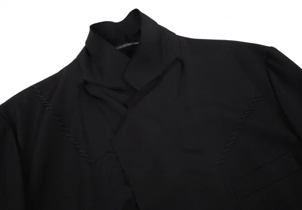 ヨウジヤマモト プールオムYohji Yamamoto POUR HOMME 裁ち切りステッチレイヤードテーラードリバーシブルジャケット 黒3 K-100301_003