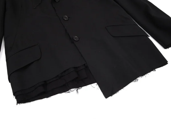 ヨウジヤマモト プールオムYohji Yamamoto POUR HOMME 裁ち切りステッチレイヤードテーラードリバーシブルジャケット 黒3 K-100301_010