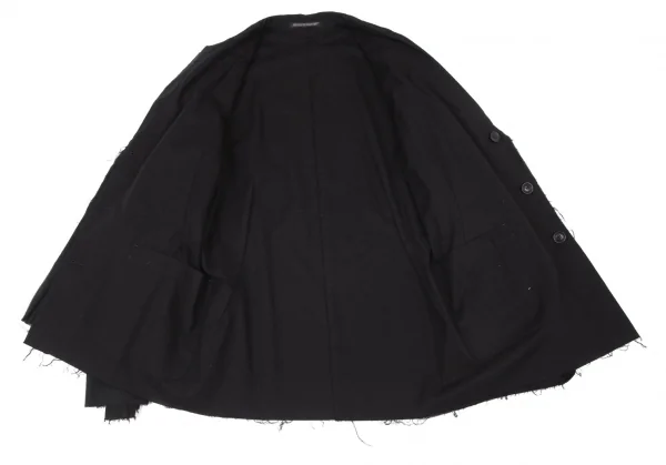 ヨウジヤマモト プールオムYohji Yamamoto POUR HOMME 裁ち切りステッチレイヤードテーラードリバーシブルジャケット 黒3 K-100301_013
