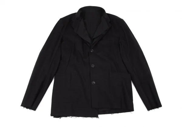 ヨウジヤマモト プールオムYohji Yamamoto POUR HOMME 裁ち切りステッチレイヤードテーラードリバーシブルジャケット 黒3 K-100301_014