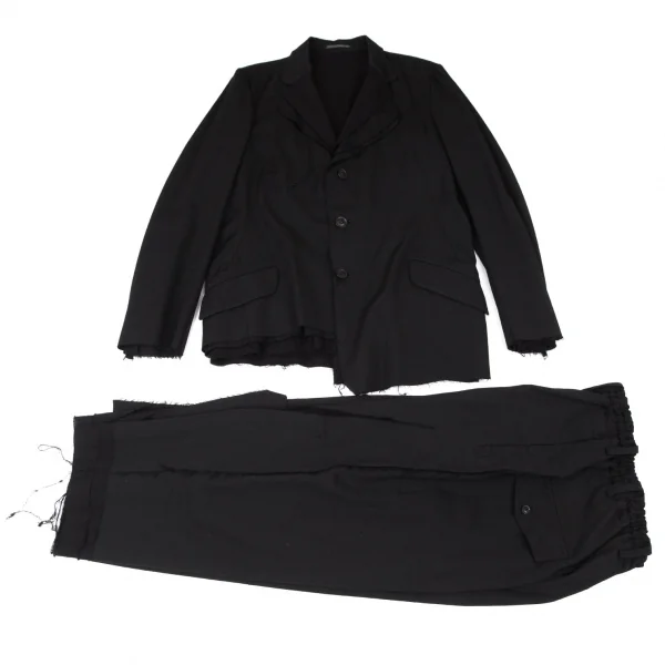 ヨウジヤマモト プールオムYohji Yamamoto POUR HOMME 裁ち切りステッチレイヤードテーラードリバーシブルジャケット 黒3 K-100301_018