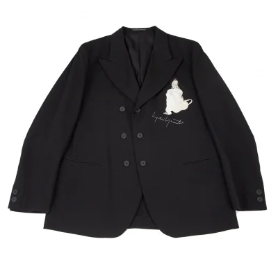 ヨウジヤマモト プールオムYohji Yamamoto POUR HOMME 復刻ウールギャバ女優刺繍ダブルジャケット