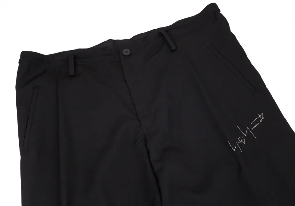 ヨウジヤマモト プールオムYohji Yamamoto POUR HOMME 復刻ウールギャバロゴ刺繍スラックスパンツ 黒2 K-100305_002