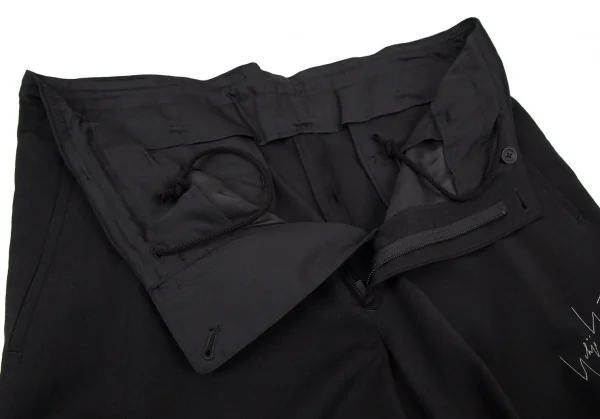 ヨウジヤマモト プールオムYohji Yamamoto POUR HOMME 復刻ウールギャバロゴ刺繍スラックスパンツ 黒2 K-100305_006