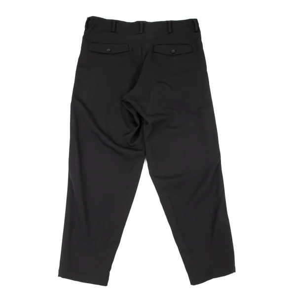 ヨウジヤマモト プールオムYohji Yamamoto POUR HOMME 復刻ウールギャバロゴ刺繍スラックスパンツ 黒2 K-100305_009