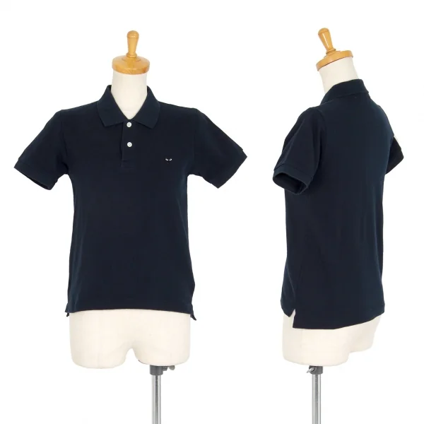 プレイ コムデギャルソンPLAY COMME des GARCONS 胸ハートワッペン鹿の子ポロシャツ 紺S K-100328_001
