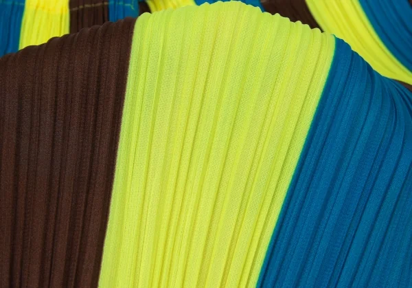プリーツプリーズPLEATS PLEASE ストライプフレアミニスカート 青茶黄3 K-100380_008