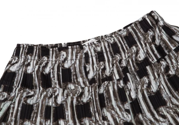 プリーツプリーズPLEATS PLEASE チェーンプリントタックミニスカート 黒F K-100385_003