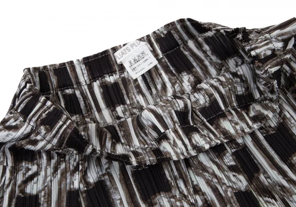 プリーツプリーズPLEATS PLEASE チェーンプリントタックミニスカート 黒F K-100385_004