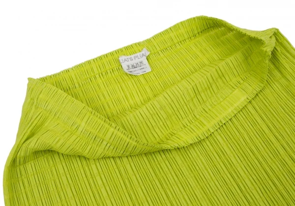 プリーツプリーズPLEATS PLEASE ボーダー織りミニスカート 黄緑F K-100388_004