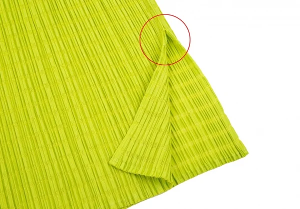 プリーツプリーズPLEATS PLEASE ボーダー織りミニスカート 黄緑F K-100388_006