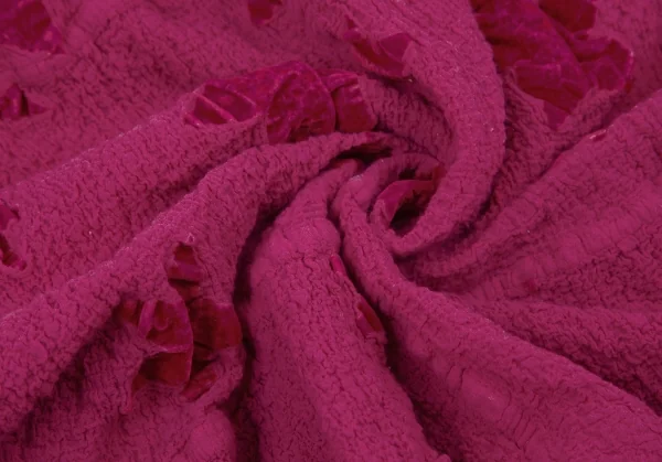 イッセイミヤケ ミーISSEY MIYAKE me ベロアフロッキーカリフラワースカート ピンクF K-100396_011