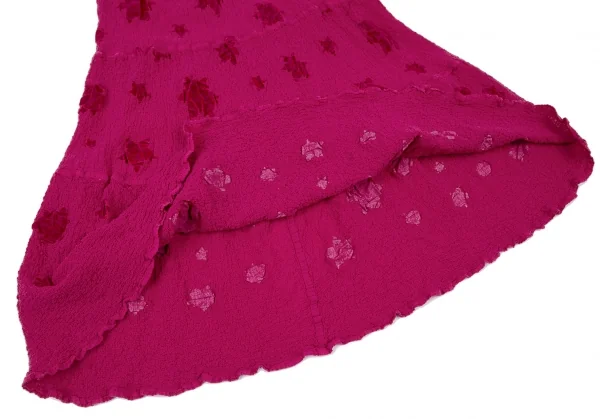 イッセイミヤケ ミーISSEY MIYAKE me ベロアフロッキーカリフラワースカート ピンクF K-100396_007