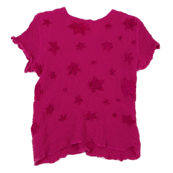 イッセイミヤケ ミーISSEY MIYAKE me ベロアフロッキーカリフラワーセットアップ ピンクF K-100397_007