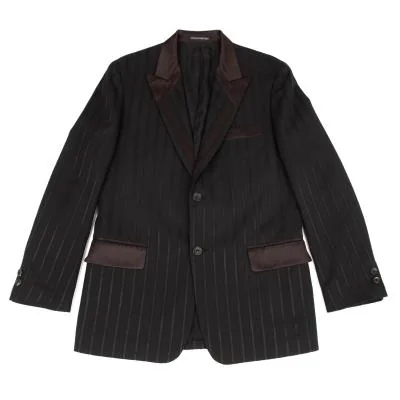 ヨウジヤマモト プールオムYohji Yamamoto POUR HOMME シルクサテン切替ストライプジャケット