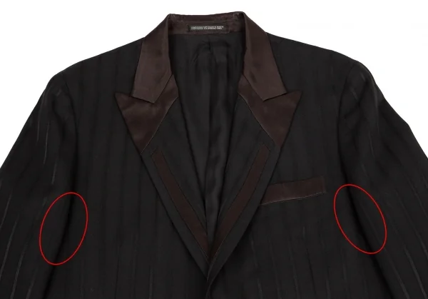 ヨウジヤマモト プールオムYohji Yamamoto POUR HOMME シルクサテン切替ストライプジャケット 黒2 K-100414_002