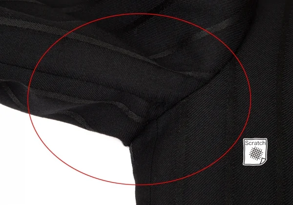 ヨウジヤマモト プールオムYohji Yamamoto POUR HOMME シルクサテン切替ストライプジャケット 黒2 K-100414_004