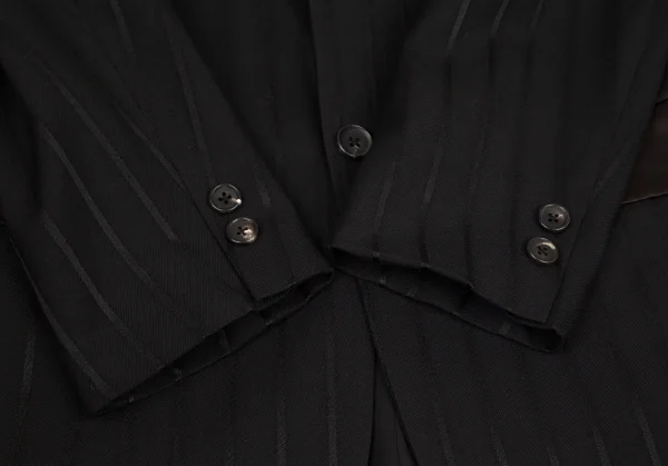 ヨウジヤマモト プールオムYohji Yamamoto POUR HOMME シルクサテン切替ストライプジャケット 黒2 K-100414_008