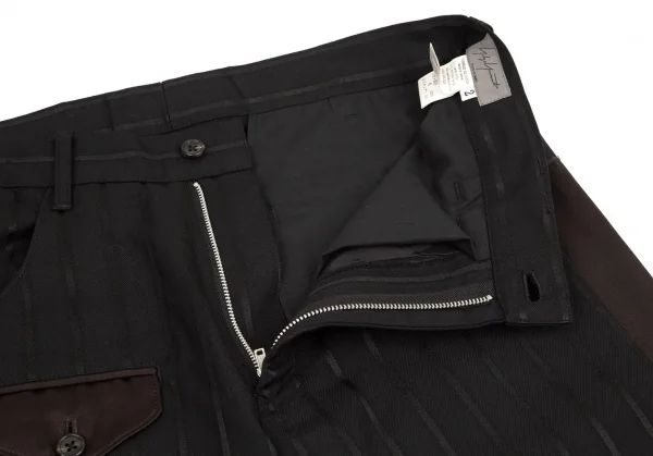 Yohji Yamamoto POUR HOMME Striped Silk Satin Switching Pants K-100415_004