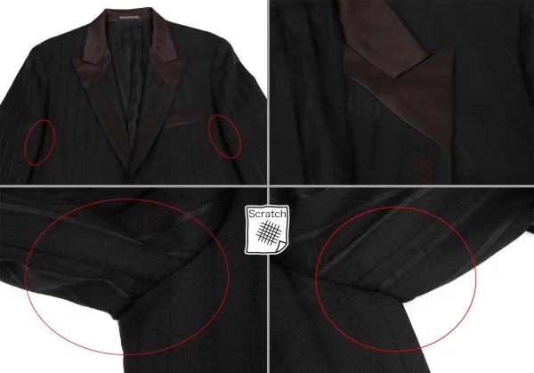 ヨウジヤマモト プールオムYohji Yamamoto POUR HOMME シルクサテン切替ストライプセットアップスーツ 黒2 K-100416_003