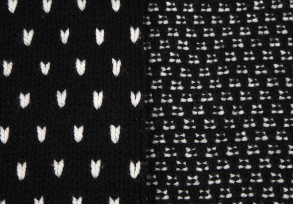 マックスマーラMaxMara カシミヤ混ノルディック総柄ボートネックニットセーター 黒白L K-100424_012