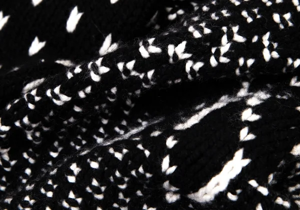 マックスマーラMaxMara カシミヤ混ノルディック総柄ボートネックニットセーター 黒白L K-100424_013