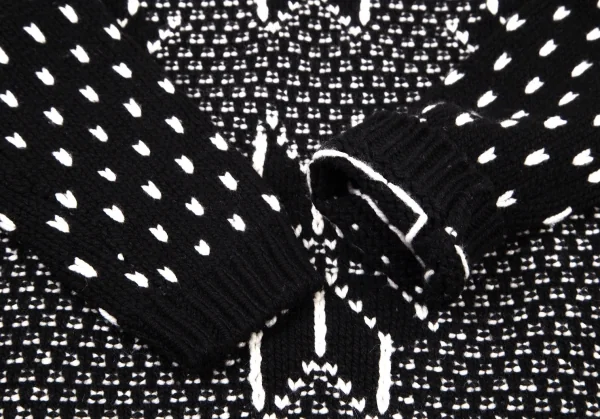 マックスマーラMaxMara カシミヤ混ノルディック総柄ボートネックニットセーター 黒白L K-100424_007